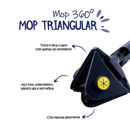 Mop de Limpeza Giratório 360° - AdvancedClean + 3 Panos Grátis