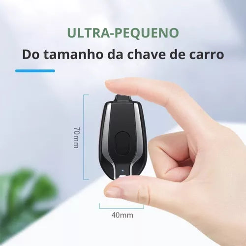 Chaveiro Power Bank - 1500mAh Ultra-Compacto Carregamento Rápido