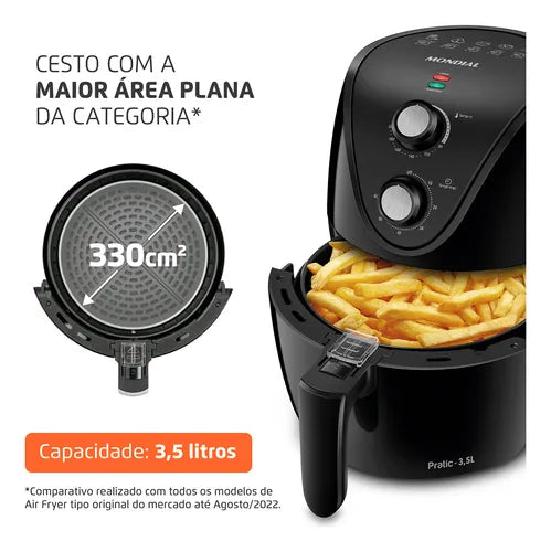 Fritadeira De Ar Air Fryer 3,5l Preta Mondial 110v/220v