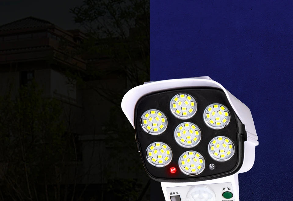 Outdoor Solar Lights Motion Sensor Dummy Camera 77 LEDs Spotlight Waterproof Wall Street Lamp for Home Yard Solar Garden Light