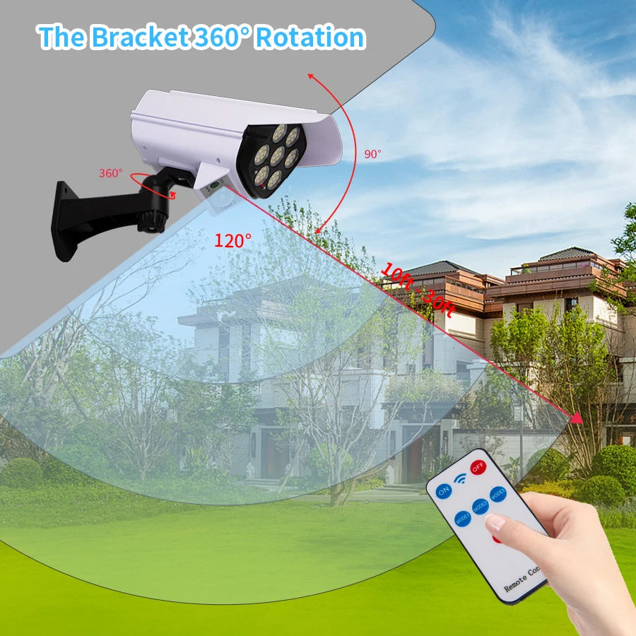 Outdoor Solar Lights Motion Sensor Dummy Camera 77 LEDs Spotlight Waterproof Wall Street Lamp for Home Yard Solar Garden Light