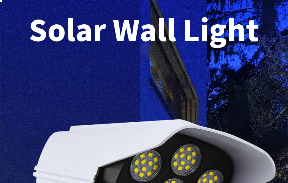 Outdoor Solar Lights Motion Sensor Dummy Camera 77 LEDs Spotlight Waterproof Wall Street Lamp for Home Yard Solar Garden Light