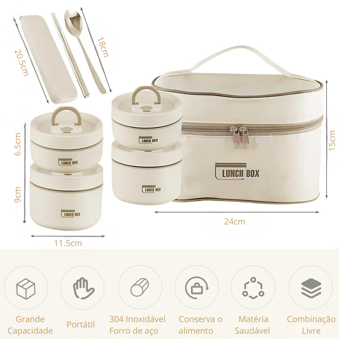 KIT POTES TÉRMICOS LUNCHBOX + LANCHEIRA E TALHERES GRÁTIS®